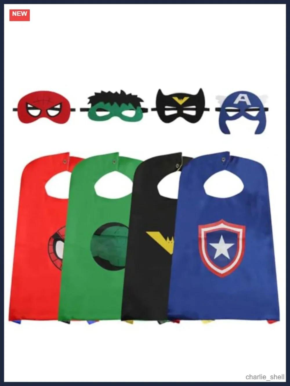 Kids Superhero Costume Cape and Mask Set Satin Felt Dress-Up Pretend Play
